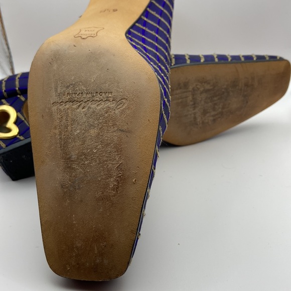 Costa Blanca Purple & Gold Block Heels W/Heart Cutout Women Size 6 1/2M, - Picture 10 of 16